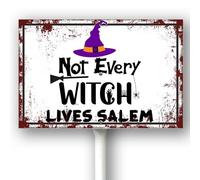 Horienteeon Cartello per cortile di Halloween con palo Not Every Witch Lives Salem spaventoso party boo fantasma antiruggine quartiere in alluminio strada affari casa fattoria giardino portico