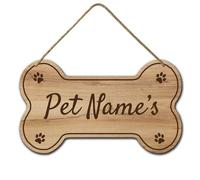 Horienteeon Cartello personalizzato con osso di cane 21 cm x 12 cm, carino personalizzato per casa del cane segni in legno decorazione, zampa di animale domestico nome vuoto segni per animali