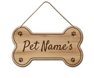 Horienteeon Cartello personalizzato con osso di cane 21 cm x 12 cm, carino personalizzato per casa del cane segni in legno decorazione, zampa di animale domestico nome vuoto segni per animali