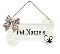 Horienteeon Cartello personalizzato per il nome del cane con nome dell'animale domestico cane con impronta di zampa di osso in legno per la casa dei cuccioli di benvenuto per animali domestici (12,2 x