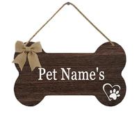 Horienteeon Cartello personalizzato per il nome del cane con nome dell'animale domestico cane con impronta di zampa di osso in legno per la casa dei cuccioli di benvenuto per animali domestici (12,2 x