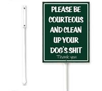 Horienteeon Cartello "Please Be Courteous And Clean Up Your Dog's shi*t Yard Sign With Stake No Poop Zone Neighborhood Street Business Attenzione in alluminio Targa robusta per esterni Facile da