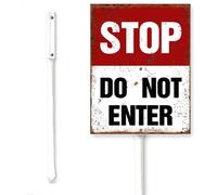 Horienteeon Cartello "Stop Do Not Enter No Trespassing Private Property Yard Sign With Stake Street Traffic Road Road Prato Erba Decorazione Esterna Antiruggine Robusto Alluminio Per Cortile 20,3 x