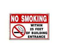 Horienteeon Cartello stradale con scritta "No Smoking Within 25 Feet Of Building Entrance", cartello stradale vietato fumare, cartello in metallo da appendere alla parete, in alluminio, per esterni