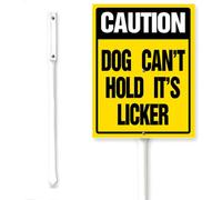 Horienteeon Caution Dog Can't Hold It's Licker Cartello in alluminio per cortile con palo di avvertimento cane cartelli vicinato strada in alluminio antiruggine decorazioni per esterni casa giardino
