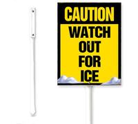 Horienteeon Caution Watch Out For Ice Cartello da cortile in alluminio con paletto invernale Snowfield Ice Surface Warning Security Street Prato Erba Decorazione esterna in alluminio robusto per