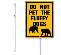 Horienteeon Divertente cartello di avvertimento con orso con palo Do Not Pet The Fluffy Dogs Pet Lovers Quartiere Traffico Stradale Robusto Esterno Targa in Alluminio Decorazioni per Casa Giardino