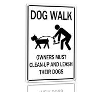 Horienteeon Dog Walk - Owners Must Clean-Up And Leash Their Dogs Targa in alluminio 14 x 20 cm, robusta targa in alluminio antiruggine, cartello con animali domestici per esterni, cartello con scritta