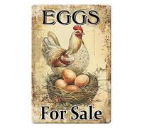 Horienteeon Farm Fresh Eggs For Sale Cartello in alluminio 30 × 40 cm, robusto cartello in alluminio antiruggine, uova di gallina fresche in vendita cartello da cortile, cartello con paletti