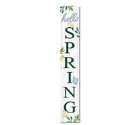 Horienteeon Hello Spring - Cartello in legno con farfalle e fiori, 120 x 20 cm, cartello di benvenuto e portico, decorazione primaverile per porta d'ingresso, portico, cortile, patio, fattoria,