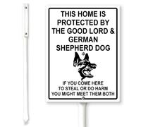 Horienteeon Home Protected By The Good Lord & German Shepherd Yard Sign with Stakes 20 × 30 cm, robusto cartello in alluminio resistente alle intemperie, segnale di avvertimento per cani, cartelli di