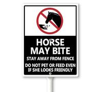Horienteeon Horse May Bite - Stay Away From Fence, Do Not Pet Or Feed Yard Sign with Stakes 20 cm × 30 cm, robusto cartello in alluminio antiruggine, recinzione per cavalli, cartello "Do Not Feed