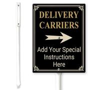 Horienteeon Istruzioni per il corriere di consegna personalizzate con cartello direzionale destro da cortile con paletti 11,5 × 15 cm, cartelli personalizzati in alluminio robusto antiruggine, segni