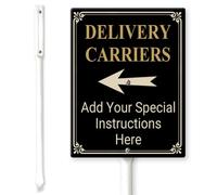 Horienteeon Istruzioni per il corriere di consegna personalizzato con cartello direzionale sinistro con pali 11,5 × 15 cm, cartelli personalizzati in alluminio robusto antiruggine, personalizzabile