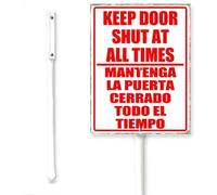 Horienteeon Keep Door Shut At All Times Cartello in alluminio bilingue spagnolo Keep Door Closed Yard Sign With Stake Neighborhood Outdoor Lawn Roads Street Business Farmhouse Ranch Farm Courtyard