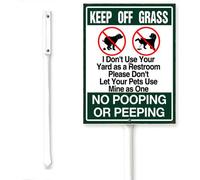 Horienteeon Keep off grass No Pooping or Peeping Yard Sign With Stake Keep Off Grass No Pet Allowed Neighborhood Street Caution Decorazione in alluminio Robusta placca per esterni Facile da installare