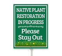 Horienteeon Native Plant Restoration In Progress, Please Stay Out, cartelli in alluminio per prato con paletto, senza trasferirsi, fiori selvatici, attenzione, prato, erba, decorazioni per esterni