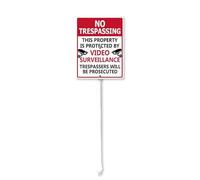 Horienteeon No Trespassing - Property Protected By Video Surveillance Signs for Yard with Stake, Sturdy Aluminum Sign Rust Free, Sign Decoration for Yard Garden Lawn Outdoor 20cm×30cm