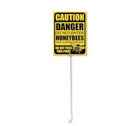 Horienteeon No Trespassing Signs for Yard, Caution Danger Do Not Enter Honeybees Sign with Stakes 20cm×30cm Metal Aluminum Bee Farm Yard Sign, Warning Signs for Property Garden Gate