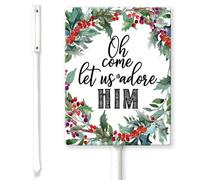 Horienteeon O Come Let Us Adore Him Yard Sign with Stakes 11,5 × 15 cm, robusto cartello da cortile in alluminio antiruggine, segno di Gesù Cristo il Signore, segni religiosi per sala di preghiera