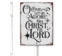 Horienteeon O Come Let Us Adore Him Yard Sign with Stakes 20 × 30 cm, robusto cartello in alluminio antiruggine, segno di Cristo, segni religiosi per casa chiesa sala di preghiera, regali di Gesù