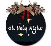Horienteeon Oh Holy Night Cristo il Signore segno 28 cm, cartello natalizio decorativo da parete, cartello rustico in legno, ornamento per interni ed esterni, vacanze, chiesa, regali cristiani