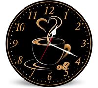 Horienteeon Orologio da parete a forma di cuore marrone caffè decorativo, 25 cm, silenzioso, senza ticchettio, regalo per amanti del caffè, orologi da parete decorativi per casa colonica, bagno, WC