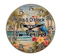 Horienteeon Orologio da parete a forma di pappagallo per pensionamento, con scritta in inglese "It's 5 O'Clock Every*where", per soggiorno, funzionamento a batteria, facile da leggere, camera da letto