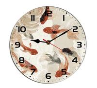 Horienteeon Orologio da parete a forma di pescatore in legno per il bagno silenzioso senza ticchettio orologio decorativo a batteria per casa ufficio soggiorno decorazione rotonda 25,4 cm