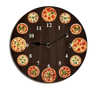 Horienteeon Orologio da parete a forma di pizza Orologio da parete per cibo Fast Food Restaurant Orologio da parete silenzioso senza ticchettio Orologio da parete decorativo per camera da letto,