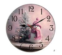 Horienteeon Orologio da parete a forma di pupazzo di neve, decorazione natalizia invernale per scrivania, cucina, decorazione a batteria, per soggiorno, camera da letto, bagno, fattoria, negozio