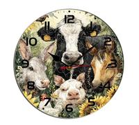 Horienteeon Orologio da parete con animali della fattoria, mucca, maiale, pollo, in legno, silenzioso, senza ticchettio, funzionamento a batteria, per camera da letto, bagno, soggiorno, ufficio