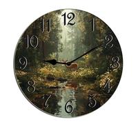 Horienteeon Orologio da parete con cervo della foresta, in legno, per soggiorno, funzionamento a batteria, facile da leggere, camera da letto, bagno e inaugurazione della casa, negozio stagionale