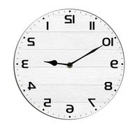 Horienteeon Orologio da parete con numeri insoliti all'indietro Orologio da bagno in legno a batteria senza ticchettio Orologi silenziosi Soggiorno Decorazione decorativa rotonda 10 pollici