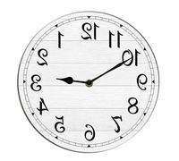 Horienteeon Orologio da parete con numeri insoliti in senso antiorario, in legno, accurato, decorativo, silenzioso, senza ticchettio, per bagno, camera da letto, soggiorno, cucina, rotondo, 25,4 cm