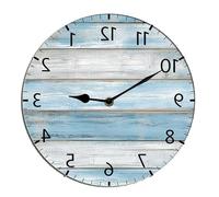 Horienteeon Orologio da parete con numeri insoliti in senso orario in legno dipinto silenzioso senza ticchettio orologio rotondo per garage cantina ristorante officina parete rotonda 25,4 cm