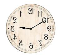 Horienteeon Orologio da parete con numeri inversi in legno dipinto, silenzioso, senza ticchettio, rotondo, insolito, per garage, seminterrato, ristorante, officina, 25 cm