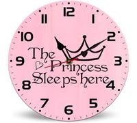 Horienteeon Orologio da parete con scritta "The Princess Sleeps Here", 25 cm, silenzioso, senza ticchettio, decorazione per la casa e l'aula delle ragazze, funzionamento a batteria, per soggiorno