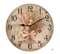 Horienteeon Orologio da parete floreale natalizio Xams Bow in legno da scrivania decorazione da cucina orologi decorativi a batteria per soggiorno camera da letto bagno fattoria rotondo 10 pollici