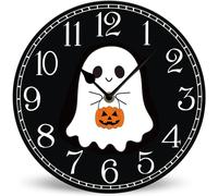 Horienteeon Orologio da parete in legno a forma di lanterna con fantasma, silenzioso, senza ticchettio, orologio da parete a batteria, 25 cm, per soggiorno, camera da letto, cucina, casa colonica
