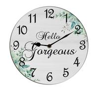 Horienteeon Orologio da parete ispiratore Hello Gorgeous Motivational detti citazione decorativo in legno quarzo silenzioso orologio da appendere per camera da letto soggiorno caffetteria bar negozio