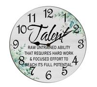 Horienteeon Orologio da parete ispiratore Talento Frasi motivazionali Citazione Scrivania in legno Decorazione Cucina Decorativo Orologio a Batteria per Soggiorno Camera da Letto Bagno Fattoria