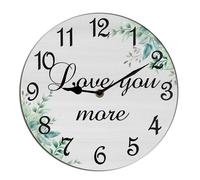 Horienteeon Orologio da parete motivazionale Love You More Citazione San Valentino Desk Decor decorativo a batteria soggiorno camera da letto bagno fattoria negozio hotel rotondo 25,4 cm