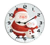 Horienteeon Orologio da parete natalizio Babbo Natale e pupazzo di neve di Natale in legno da scrivania decorazione da cucina orologi decorativi a batteria per soggiorno camera da letto bagno fattoria