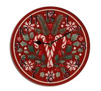 Horienteeon Orologio da parete natalizio con alberi di canne di zucchero, in legno, silenzioso, senza ticchettio, decorativo, per soggiorno, casa, ufficio, scuola, decorazione da parete, rotondo, 25,4