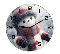 Horienteeon Orologio da parete natalizio con pupazzo di neve invernale Campo di neve Cucina in legno silenzioso senza ticchettio Funzionamento a batteria Rustico Fattoria Orologi da cucina Decorativi