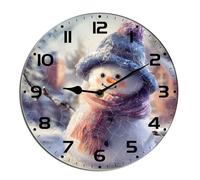 Horienteeon Orologio da parete natalizio con pupazzo di neve invernale Campo di neve Cucina in legno silenzioso senza ticchettio Funzionamento a batteria Rustico Fattoria Orologi da cucina Decorativi