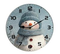 Horienteeon Orologio da parete natalizio con pupazzo di neve invernale Snowfield Orologio da cucina in legno per soggiorno, funzionamento a batteria, facile da leggere, camera da letto, bagno e cucina