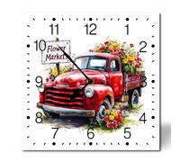 Horienteeon Orologio da parete quadrato in legno a batteria, silenzioso, senza ticchettio, 25 cm, rustico, quadrato, in legno, stile country, per camera da letto, bagno, soggiorno, ufficio, scuola