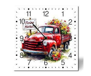 Horienteeon Orologio da parete quadrato in legno a batteria, silenzioso, senza ticchettio, 25 cm, rustico, quadrato, in legno, stile country, per camera da letto, bagno, soggiorno, ufficio, scuola